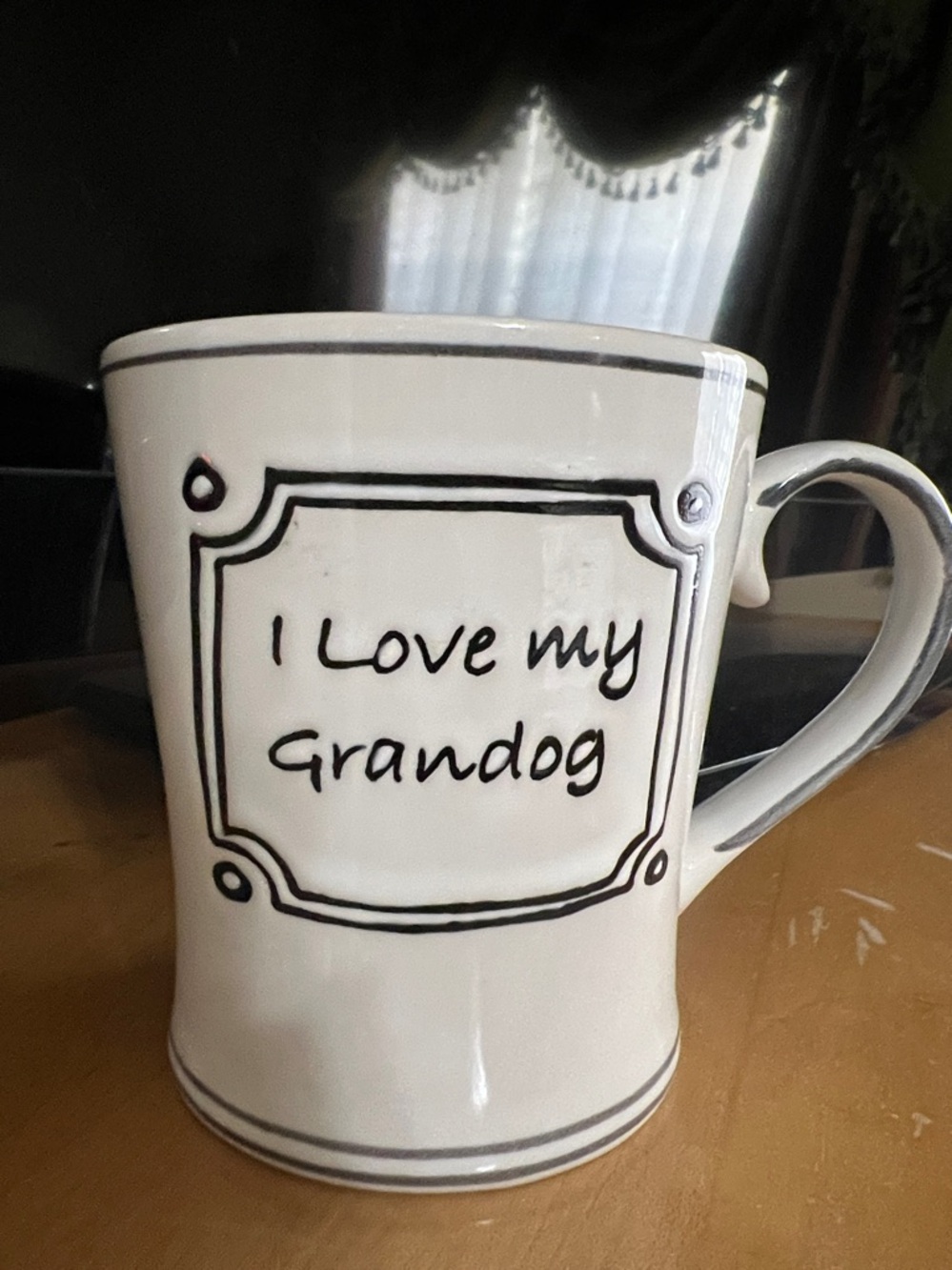 I Love My Granddog Ceramic Mug - White with Red Polka-Dot Interior